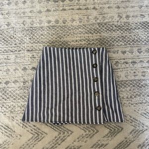 Blue and white striped mini skirt